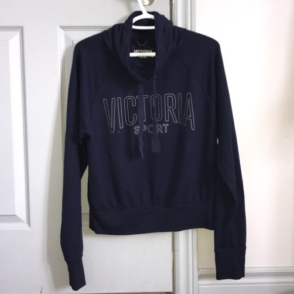 Victoria's Secret Sweaters - VICTORIA’S SECRET* cowl neck navy blue hoodie- M